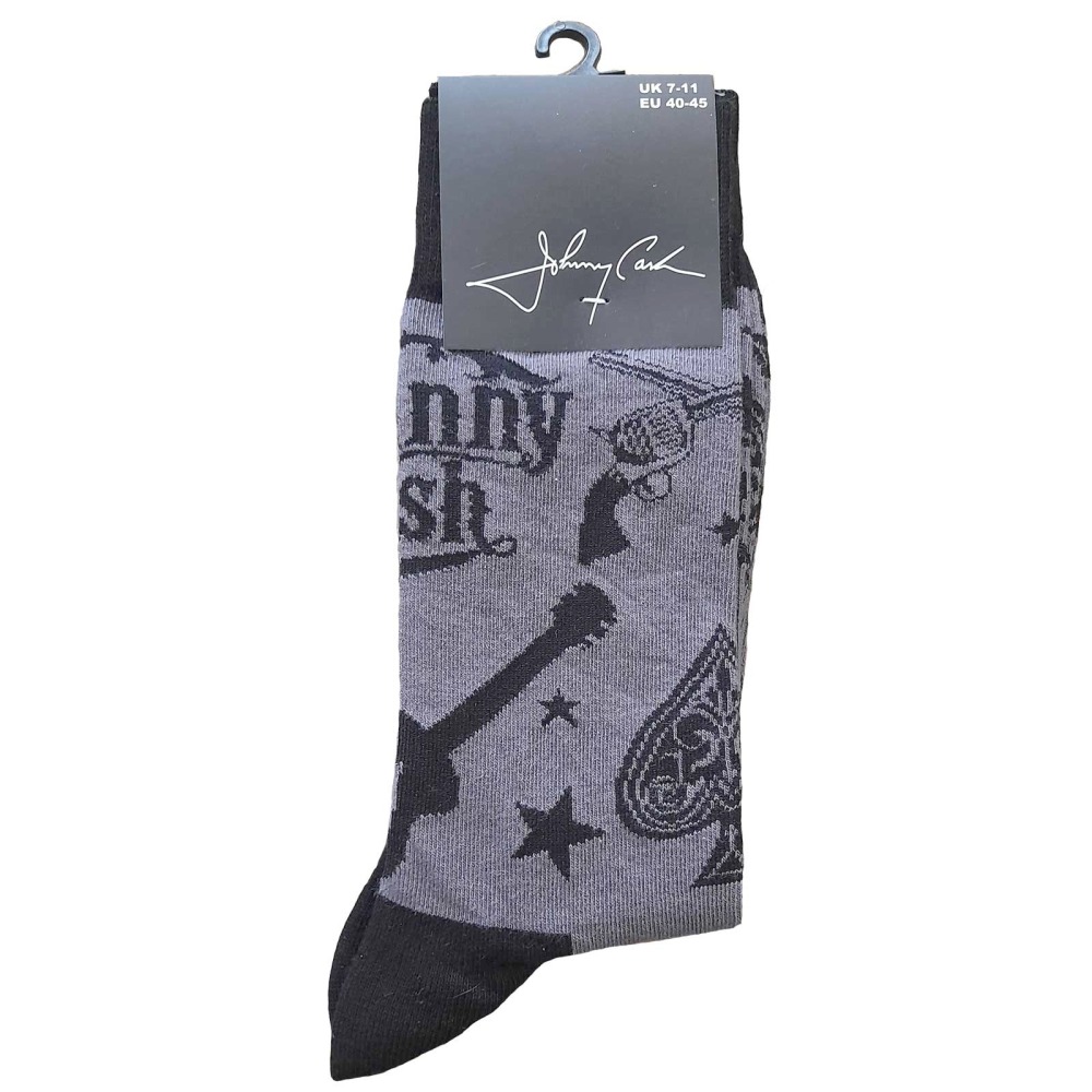 Johnny Cash - Guitars 'N Guns Socks - EU 40-45 - Grey/Black